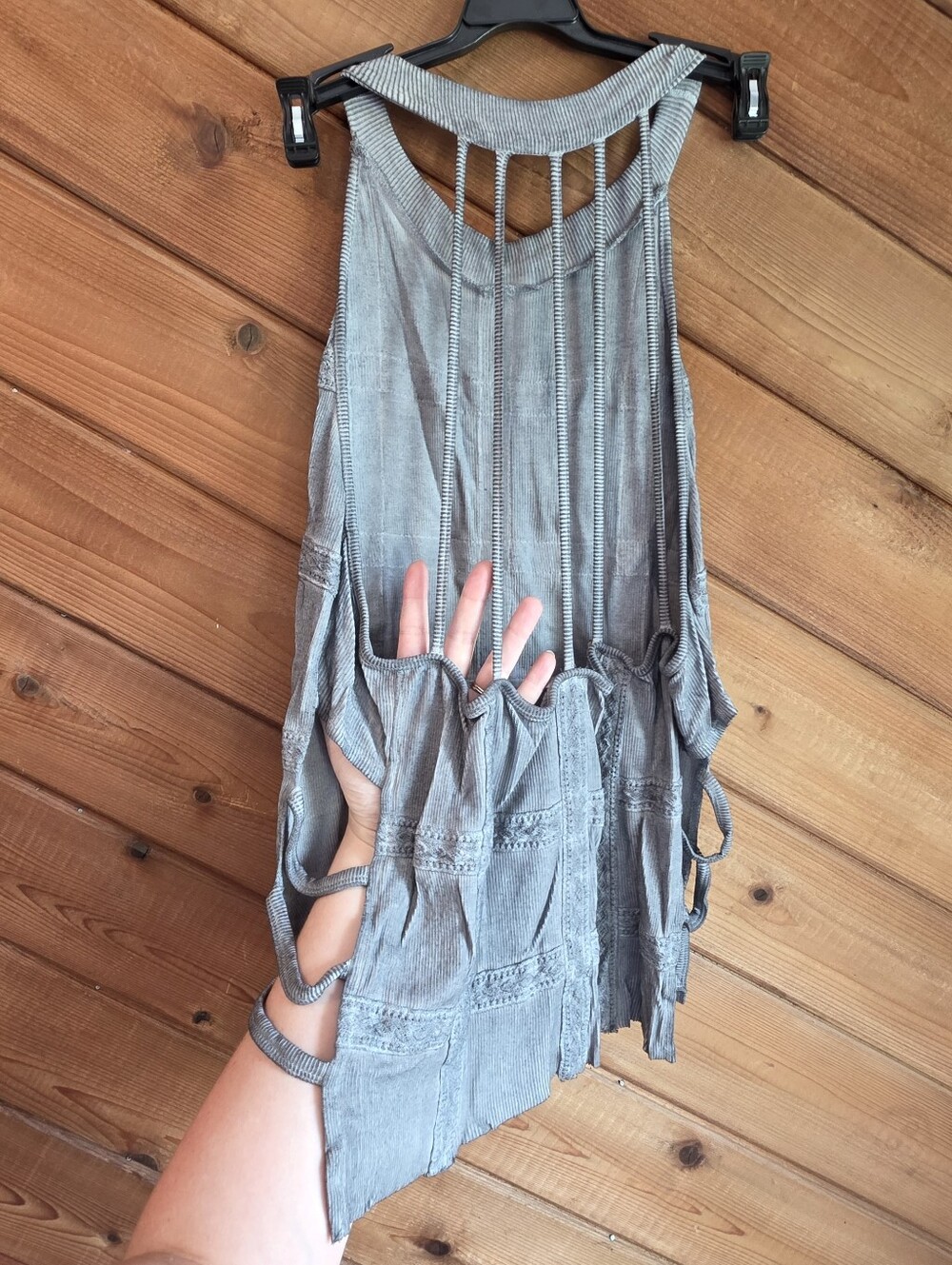 52) POL Sleeveless BOHO Knit Top Sz. Large - Picture 8 of 15